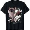 Siamese Cat with Flowers, Vintage Look, Floral Siam Cat T-Shirt