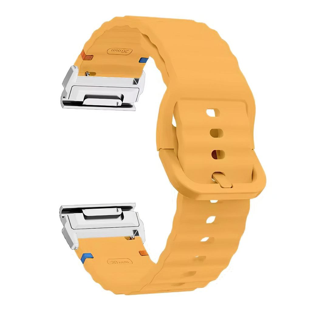 For Garmin Fenix 8 47mm/Fenix E 47mm 22mm Quick Release Wavy Texture Silicone Watch Strap with Silver Connector