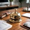 Solid Brass Service Bell, Polished Desk Call Bell,10.16 Cm Decorative Accent