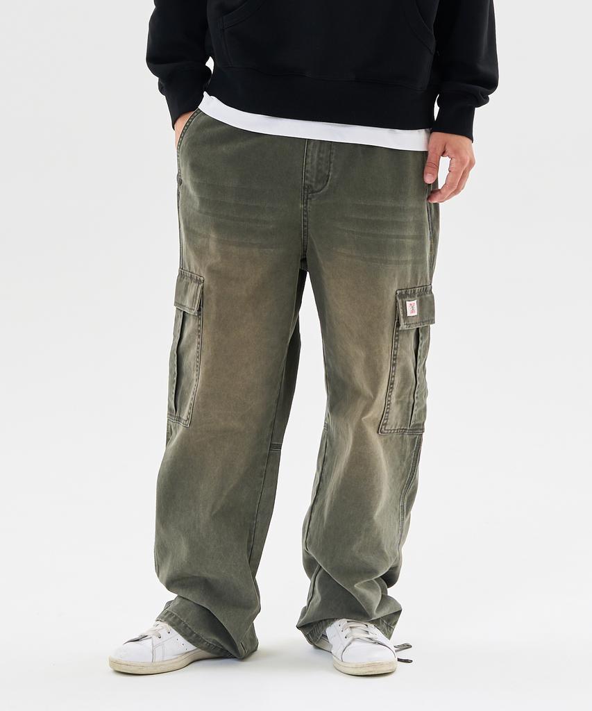 AECA Vintage Washing Cargo Wide Pants-Green