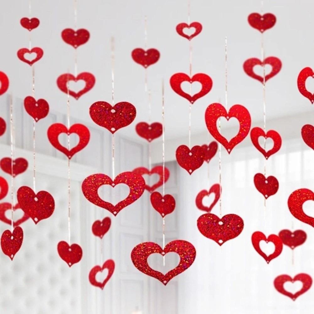 DIY Heart String Garland Laser Sequin Love Heart Hanging Curtain  Birthday Decor