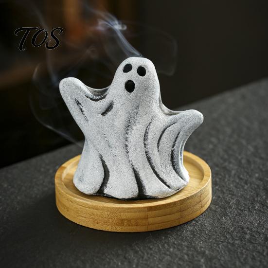 Halloween Party Decor Ghost Incense Holder, Cute Ghosts Scents Burner, Resin Aromatherapy Statue Waterfall Burner Backflow Decorative Home Desktop