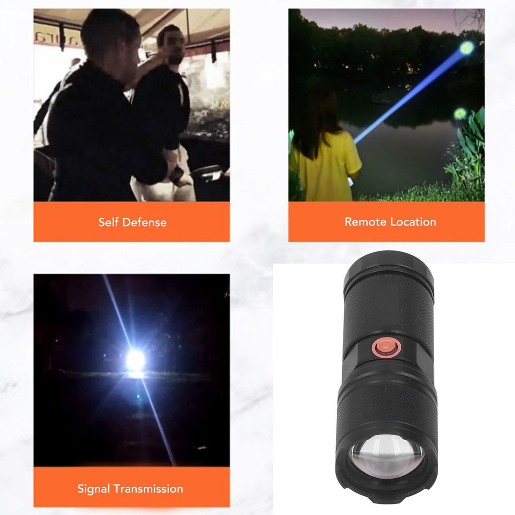 Taschenlampe Hohe Helligkeit USB-Aufladung Einstellbarer Fokus Hand-Taschenlampe für Outdoor