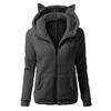 Women's Fashion Solid Color Sweatshirt Loose Hooded Fleece Zipper Jacket Top