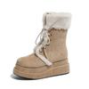 Snow boots women's fleece thickened 2025 winter new retro warm medium tube Martin strap boots thick-soled knight boots