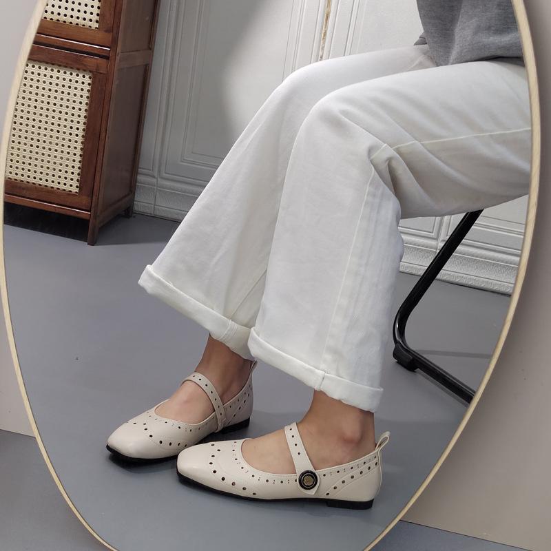 Fashion IPPEUM Women Mary Janes Shoes For Women PU Leather Black Vintage Retro Ballet Flats