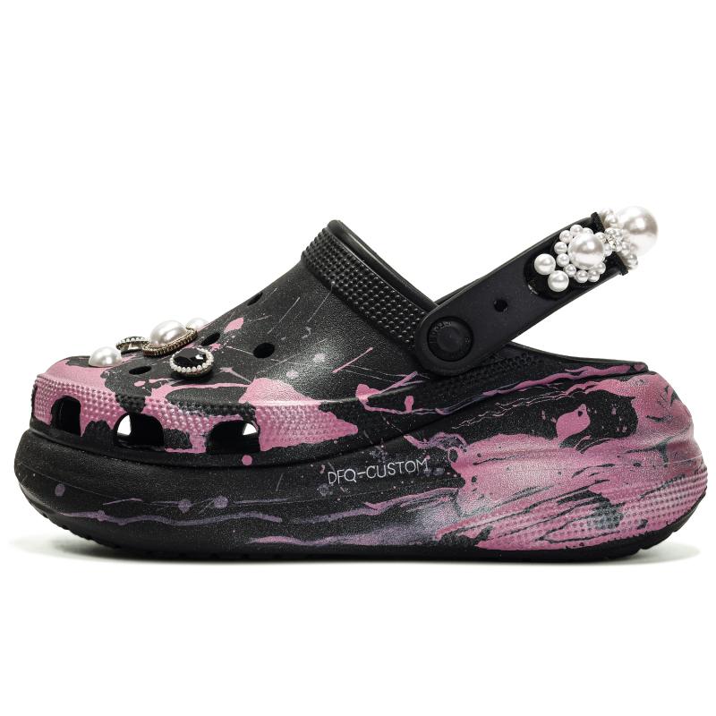 

Crocs Crush Clog ADCDAVINCI Custom, Клоги Таити Унисекс Черный Розовый 38-39