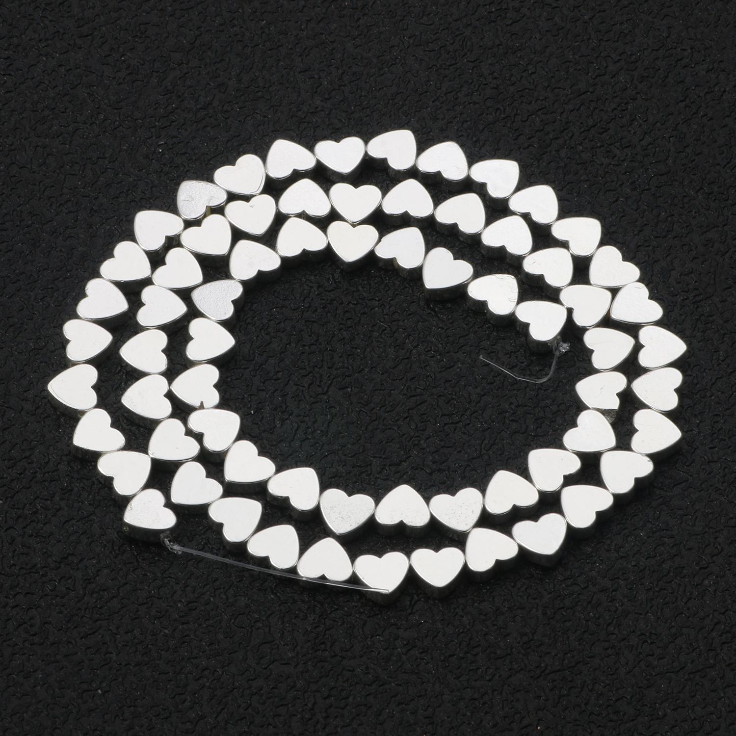 

45 стилей, натуральный камень, серебряный цвет, гематитовые бусины, квадратные круглые бусины в форме сердца для изготовления ювелирных изделий, браслет, ожерелье, 15 дюймов 5x6mm Heart серебряный