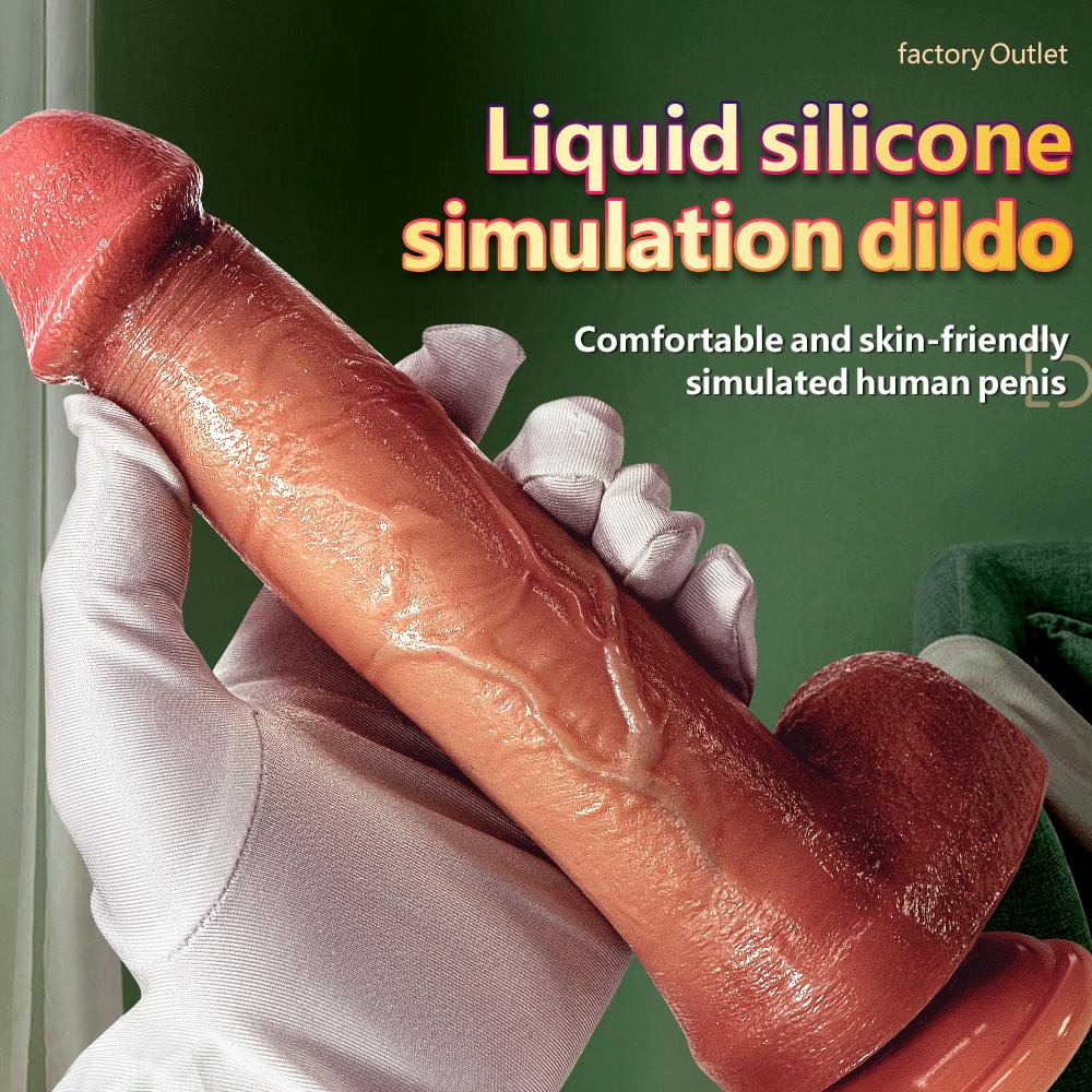 Super Double Liquid Silicone Artificial Penis Dildo Hand Stick Female Masturbator Adult Sex Toys