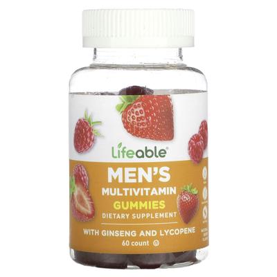 Vyriški multivitamininiai guminukai, natūralių uogų skonio, 60 guminukų