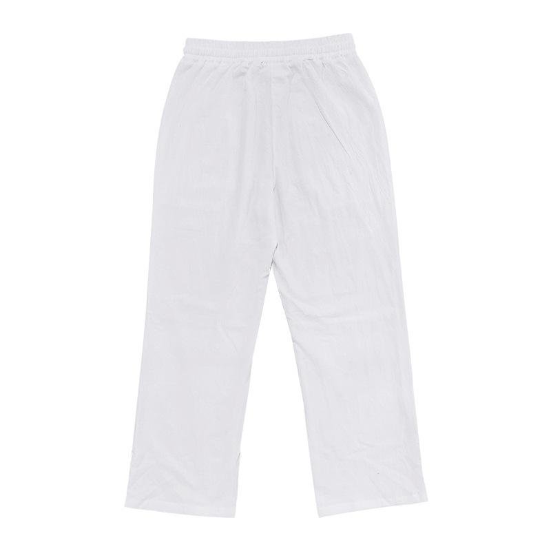Fashion Men's Casual Trousers Beach Men's Casual Multi-button Cotton Linen Loose Trousers Men