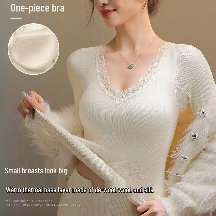 Damen Thermoset: Warme, formende Herbst- und Winter-Basisschicht mit Brustpolstern - Kältebeständig und vielseitig für den Lagenlook