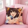 S-Suzumiya Haruhi No Yuuutsu Art Cushion Cover Pillowcase Short Plush Invisible Zipper Room Sofa Cushion Cover