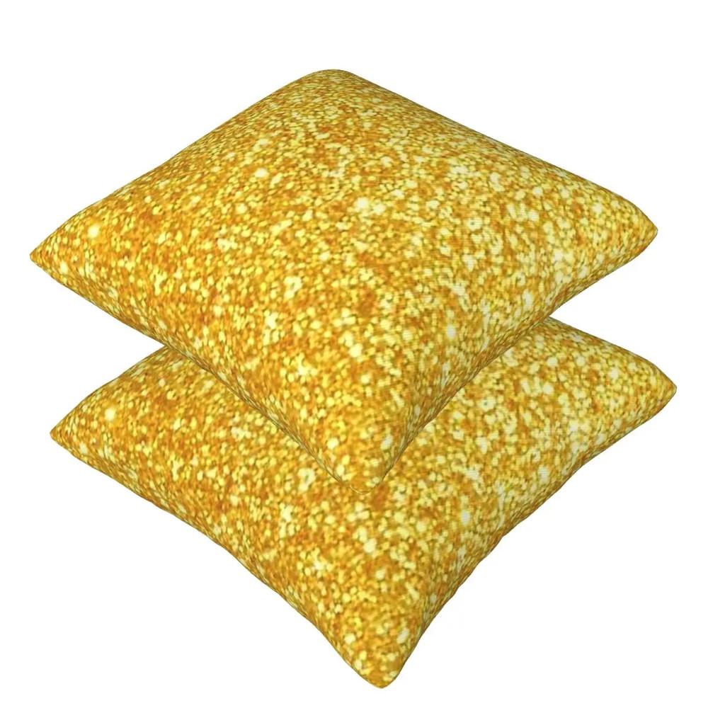 Gold Glitter 2 Pcs Square Pillowcase Pillow Cover Cushion Decor Comfort Throw Pillow For Home Bedroom