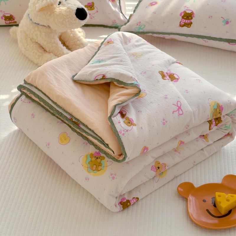 New Sweet Printed Air-Condition Blanket Soft Skin-Friendly Quilted Quilt Breathable Cooling Summer Comforter Queen King Beds
