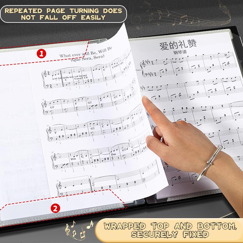 A4 PP Frosted Music Sheet Folder 20 40 60 Pockets Waterproof Durable with Index Tabs for School Supplies Stationery Office Desk