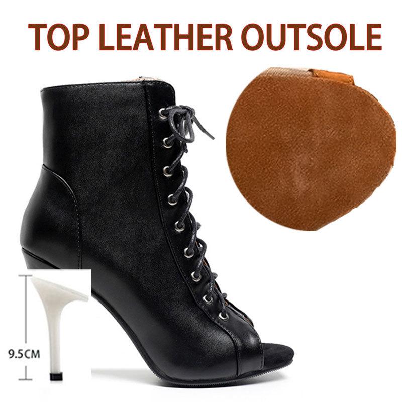2024 Newest High Top Latin Dance Shoes For Outdoor Women Street Salsa Tango Boots Open Toes Ballroom Women'S Heels