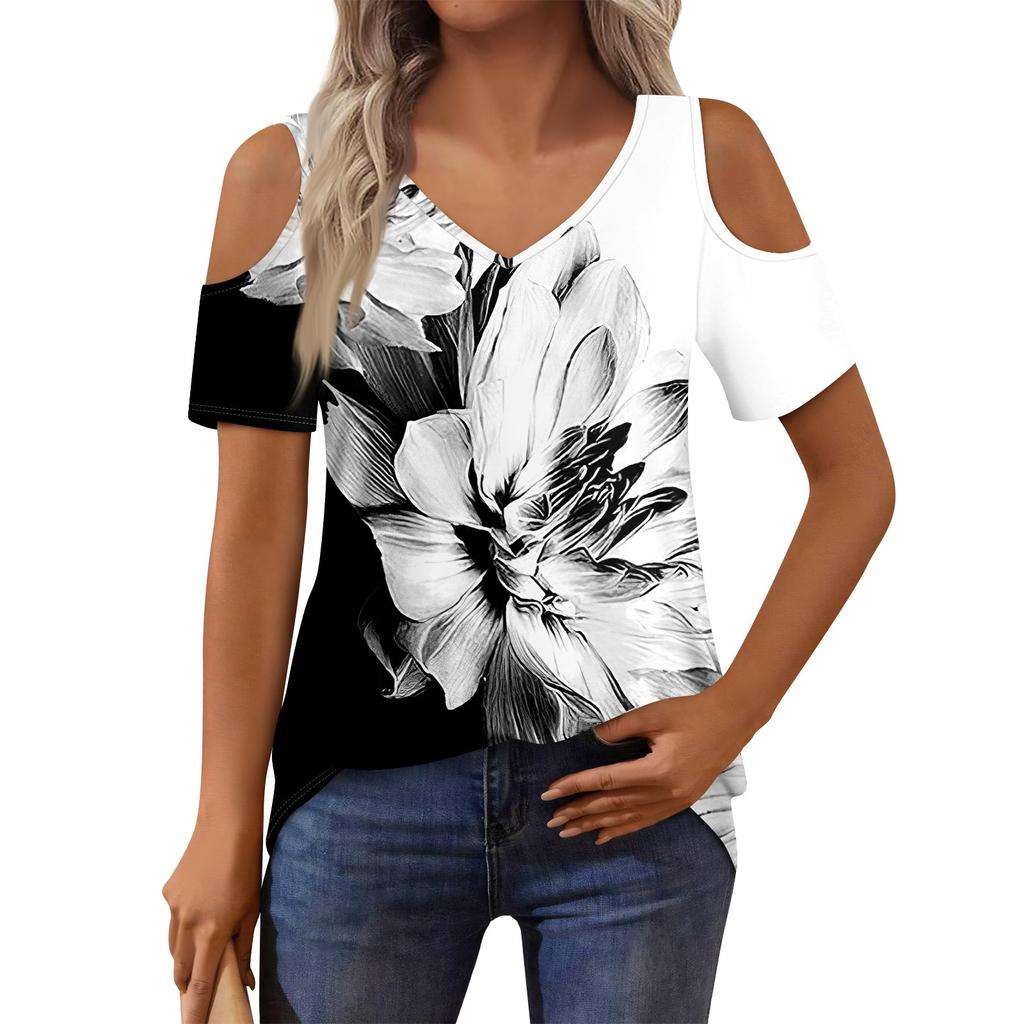Women's T-Shirt Elegant Casual Shirt Printed Short Sleeve Summer Top Loose Fit