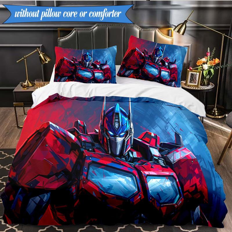 3PCS Trans-formers Printed Bedding Set For Bedroom dormitory,  Includes 1 Duvet Cover & 2 Pillowcases for All Seasons Home Decor Fan gifts