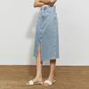 High-Waist Split Denim Midi Skirt