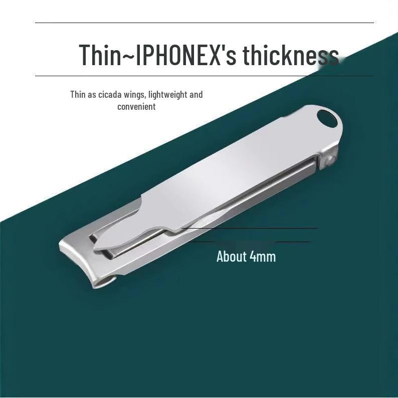 

Ultra-Thin Large Opening Folding Nail Clippers with Keyring