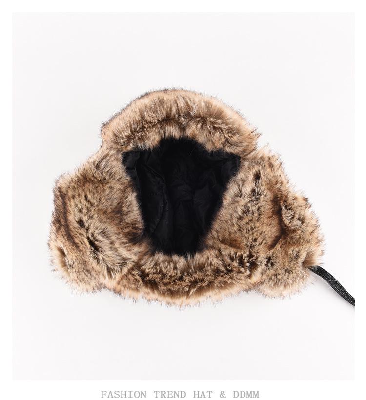 Men's Winter Leather Lei Feng Hat with Thick Plush, Ear Protection, and Big Head Fit for Cold Weather Cycling.
