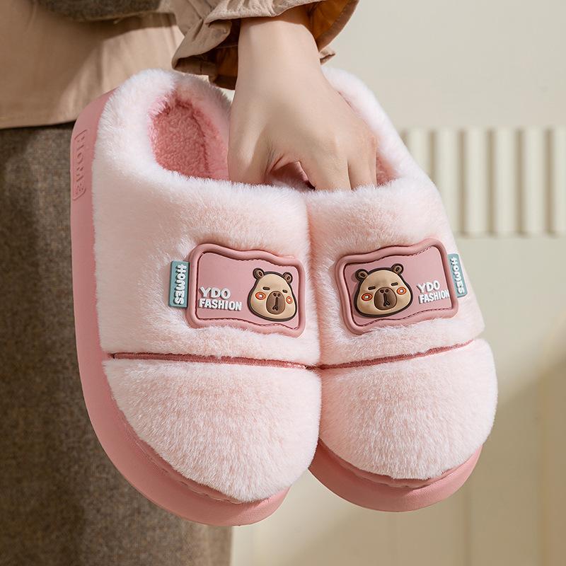 Cotton slippers home autumn and winter cartoon cotton shoes shoes warm plush thick soled plush couple cotton mop