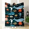 "Colorful Ocean Creatures Flannel Blanket for Bedroom Living Room Sofa and Nap"
