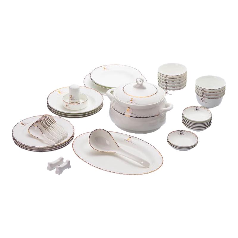 Luxury European Ceramic Dinnerware Set - Swan Love