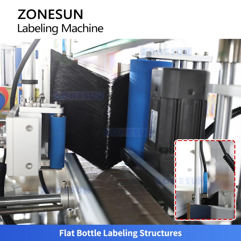 ZONESUN ZS-TB300N Automatic Round Flat Bottle Labeler Single Double Side Labeling Wrap Around Labeler for Juice Beverage