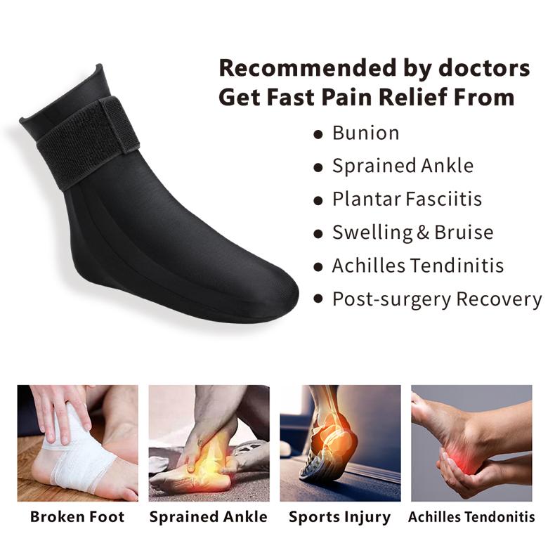 Reusable Gel Hot & Cold Therapy Sock Ankle Foot Ice Pack Wrap for Injuries Pain Relief for Achilles Tendonitis Plantar Fasciitis