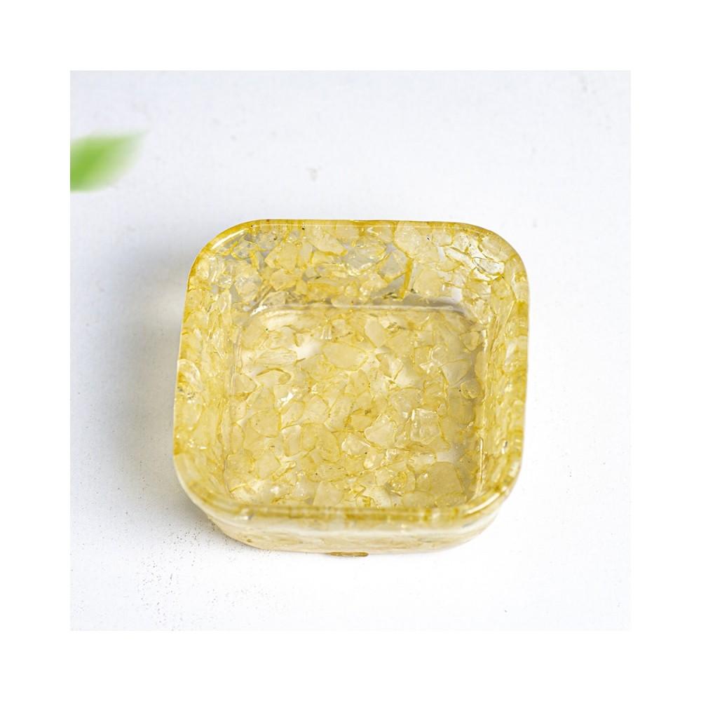 Resin Geometric Dismagnetization Bowl With Natural Crystal Fill For Modern Living Room Decor
