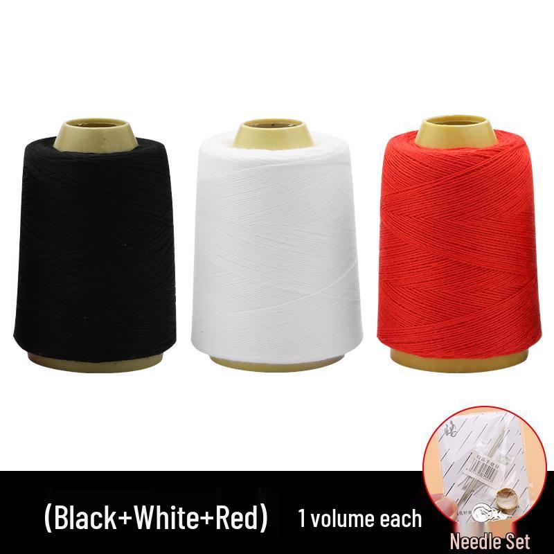 Quilting Needle & 3-Ply Extra Thick Cotton Thread Ball for Handmade Sewing & Mending - White, Large Roll