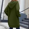 Veste longue à capuche pour femme avec double fermeture éclair, manches longues et poches