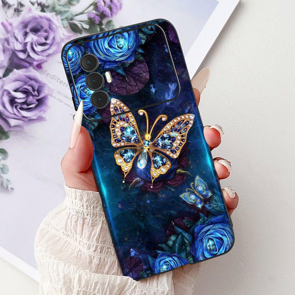 For Tecno Spark 8 Pro 8T 8P Elegant Floral Cat Phone Case For Tecno Spark8 8T 8P 8Pro Black Silicone Soft TPU Cases Bumpers