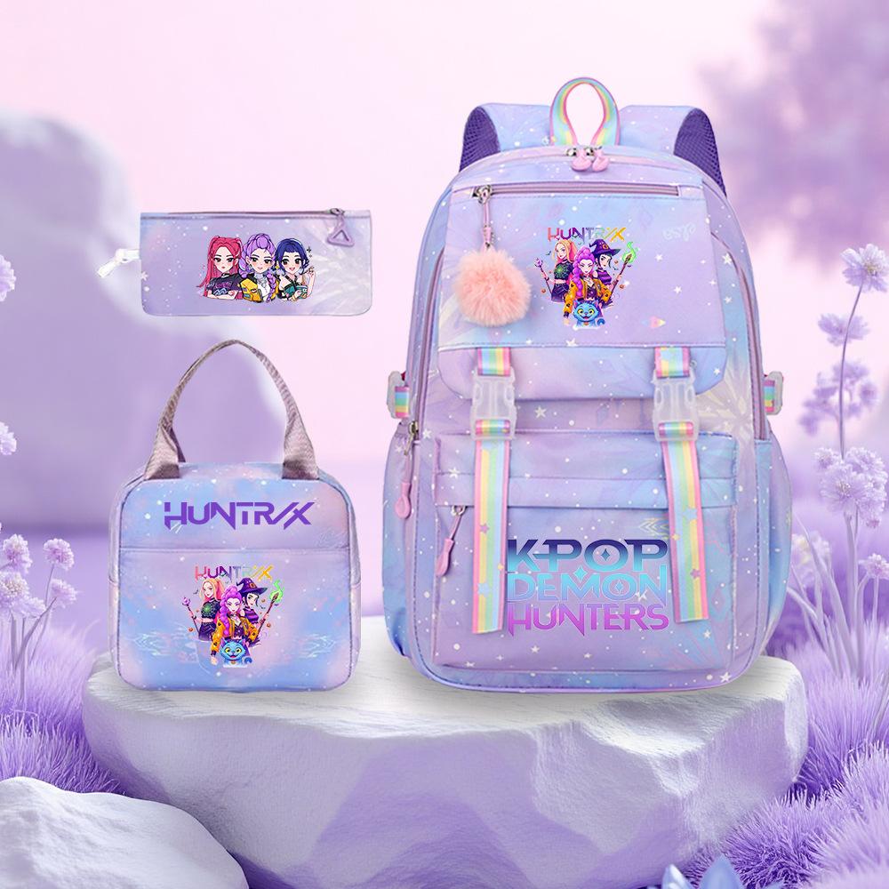 3 Peças/conjunto Mochila Fofa Estampada de Anime Kpop Bolsa de Viagem de Grande Capacidade para Adolescente Menina Menino Mochila Escolar Presente para Criança Rucksack