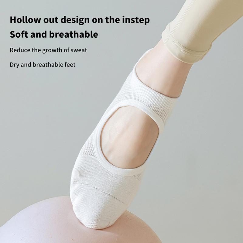 1Pair Women Pilates Socks Backless Anti-Slip Breathable Yoga Socks Ankle Ladies Ballet Dance Sports Socks For Fitness Gym