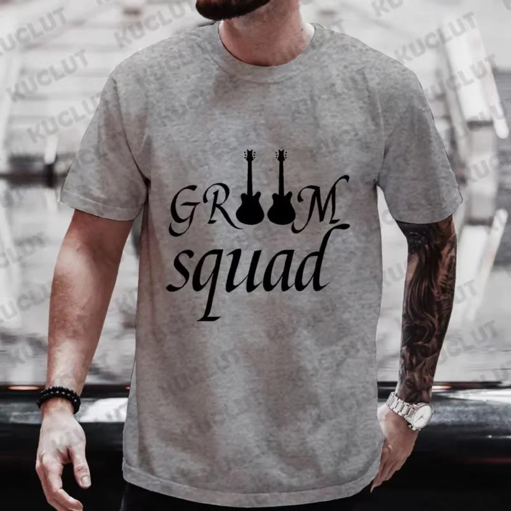 Guitar Graphic Tops Team EVG Groom Squad Best Man T Shirt Groomsman Tees Single Farewell Bachelor Stag Party Wedding Blouses