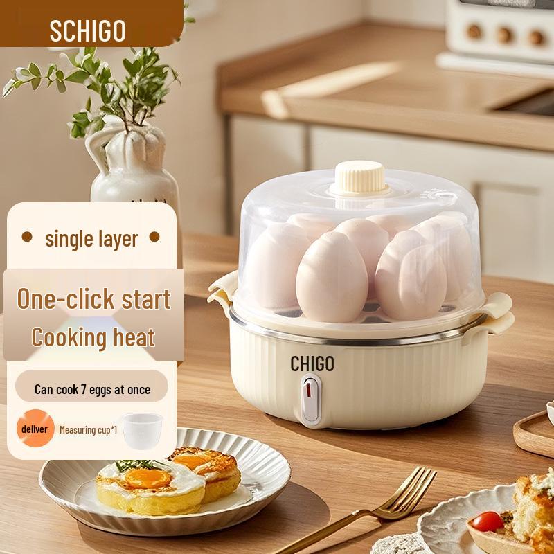 Chigo Mini Multifunctional Egg Cooker - Automatic Shut-off for Steaming Eggs & Custard Essential Egg Cooker