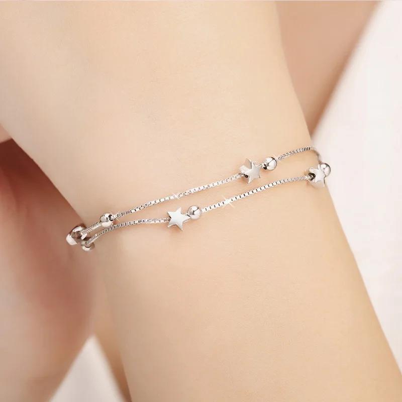 925 Silver Chain Stars Bracelets for Women Charms Fashion Designer Party Wedding Jewelry Holiday Gifts