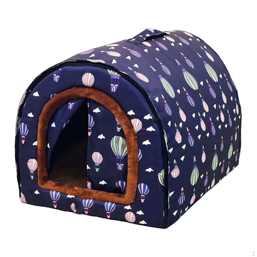 Cat Cave Bed 2 Ways Use Hut Nonslip Bottom Reusable Dog House Pet Tent for Puppy Indoor Outdoor Lawn