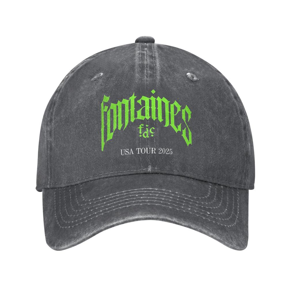 Fontaines DC Band Tour 2025 Washed Denim Baseball Caps Snapback Baseball Hats Breathable Casquette Outdoor Unisex
