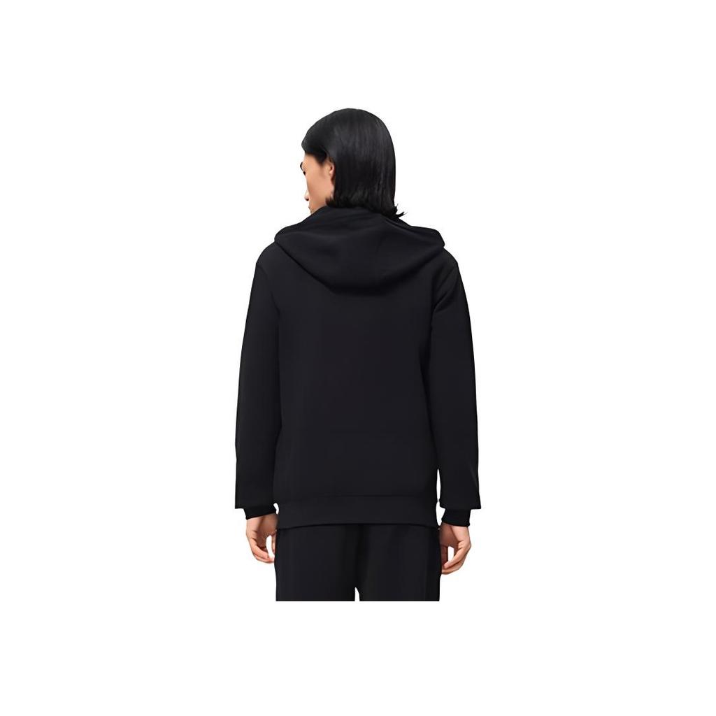 Li-Ning Pure Color Pullover Hoodie With Drawstring And Zipper Men Tops Black AWDT071-4