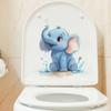 Cartoon Elephant Playing Water Toilet Stickers, Waterproof Removable Self-Adhesive for Bathroom Kids Room Decor