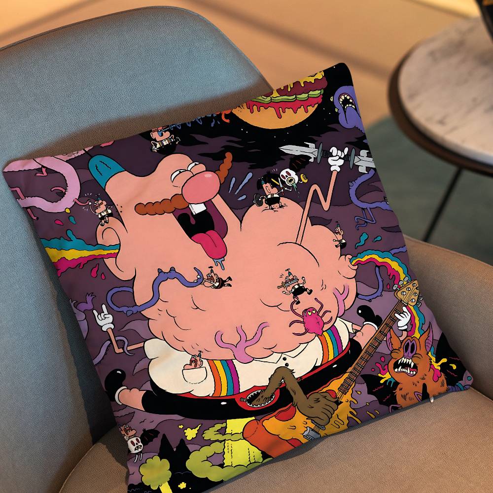 P-Pizza Steve U-Uncle Grandpa Pillow Case Pillow Case Living Room Sofa Cushion Cover Suitable For Home Bedroom Room Decoration Peach skin 18*18(CM)-1Pcs