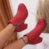 Comemore Short Boots Female 2025 Autumn New Suede Round Head Side Zipper Ankle Boots for Women Thick High Heeled Botines