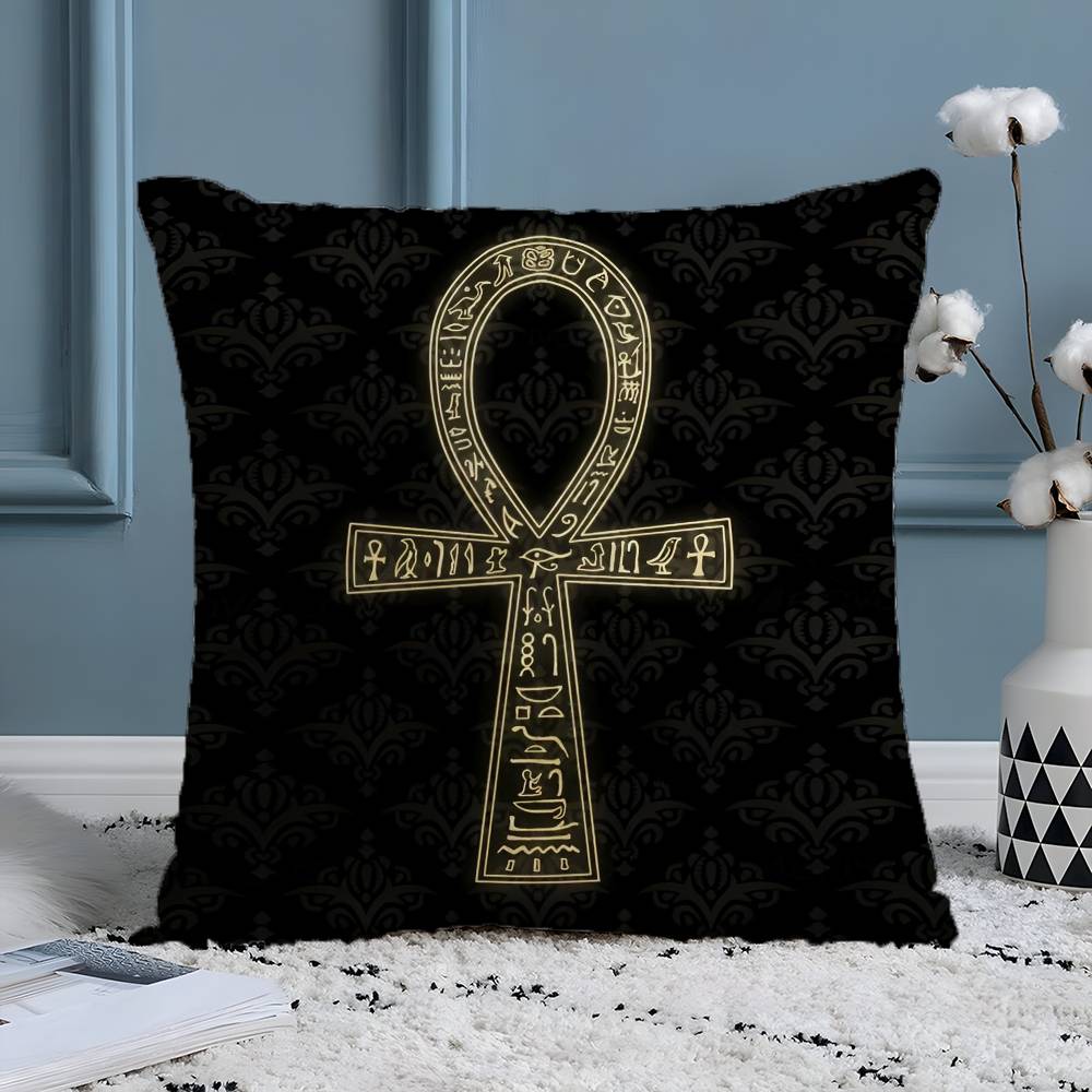 Ancient Ecology Life Talisman Pattern Pillow Case Silky elegant Comfort Sofa Bed  Invisible zipper Beach pillowcase