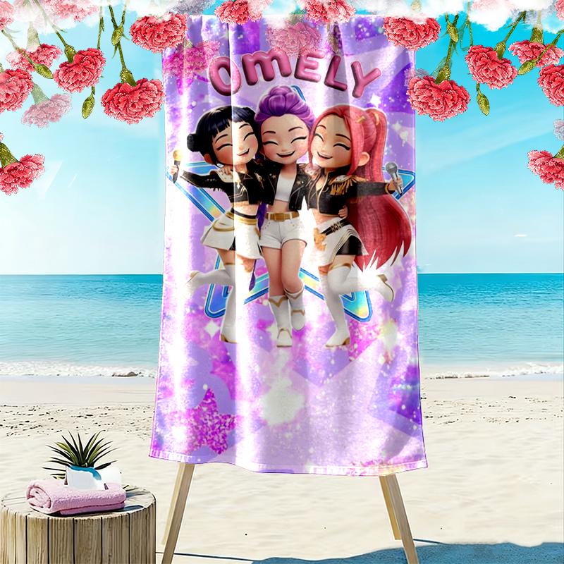1pc Kpop Demon Hunters Beach Towel, Soft Beach Towel Suitable for Beach Swimming, Outdoor Camping and Traveling