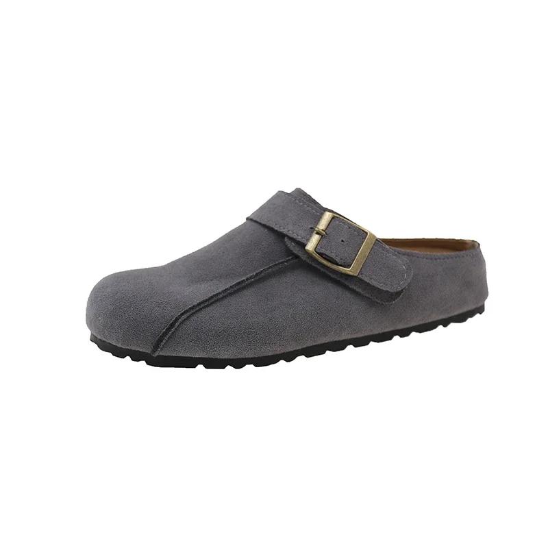 Fashion 2025 Shoes Female Closed Toe Women's Slippers Outdoor Casual Slippers Women Buckle Round Toe Platform Flat with Warm Shoes Women