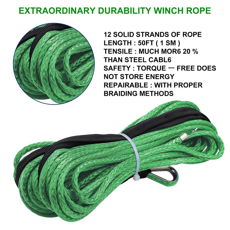 15m /6mm Towing Winch Cable Rope String Line Synthetic Fiber 5500lbs/7000lbs/7700lbs For Jeep ATV UTV SUV 4X4 4WD Car Produts